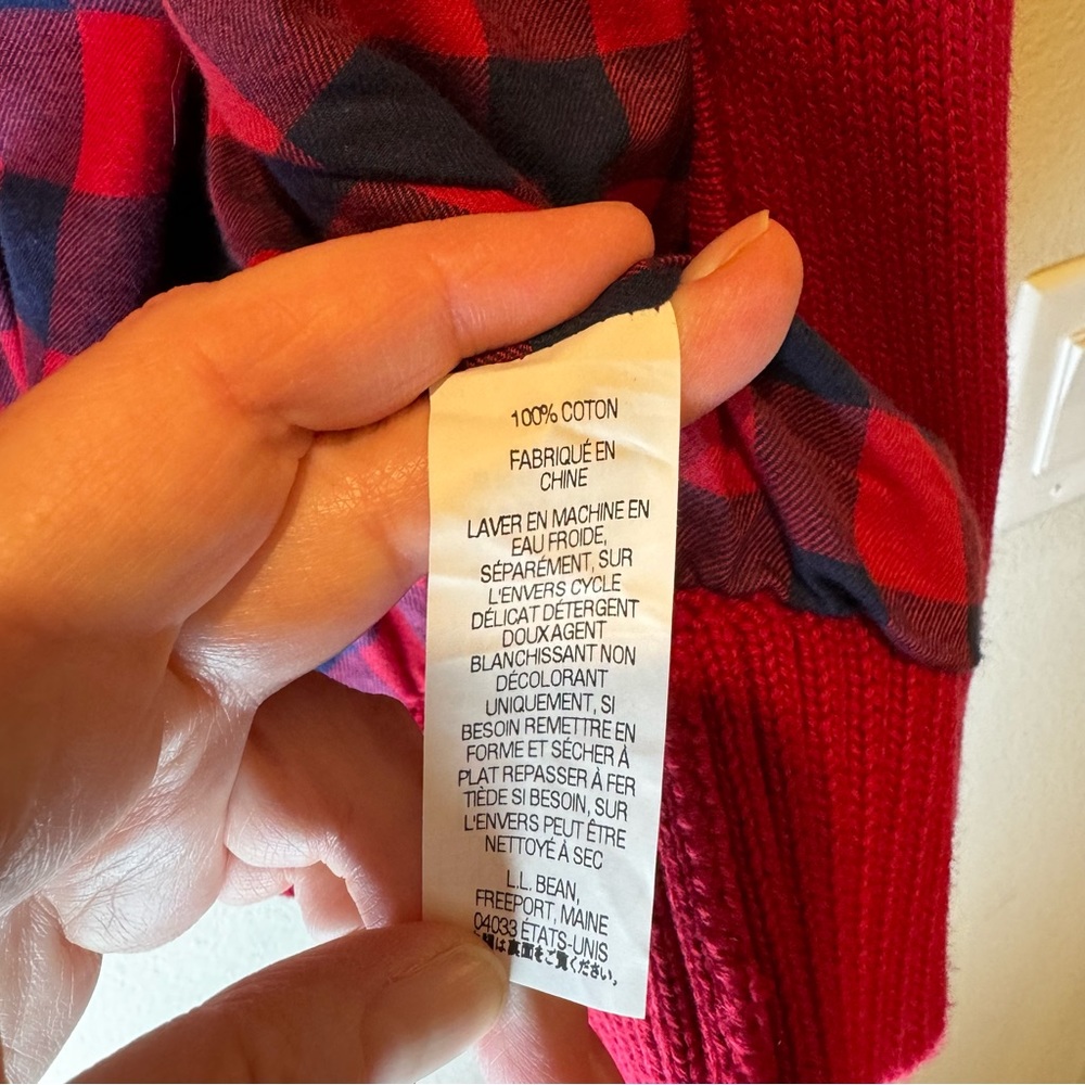 Men’s LL Bean Flannel Plaid Lined Full Zip Sweater Red Sweater XL 278929 - Picture 6 of 6